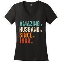 35 Years Wedding Anniversary Amazing Husband Since 1989 Women's V-Neck T-Shirt