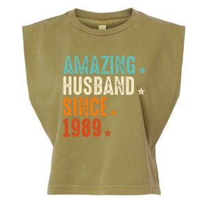 35 Years Wedding Anniversary Amazing Husband Since 1989 Garment-Dyed Women's Muscle Tee