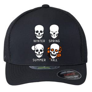 4 Seasons Skeleton Winter Summer Fall Spring Flexfit Unipanel Trucker Cap