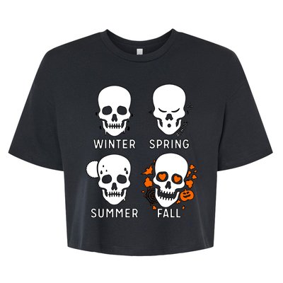 4 Seasons Skeleton Winter Summer Fall Spring Bella+Canvas Jersey Crop Tee