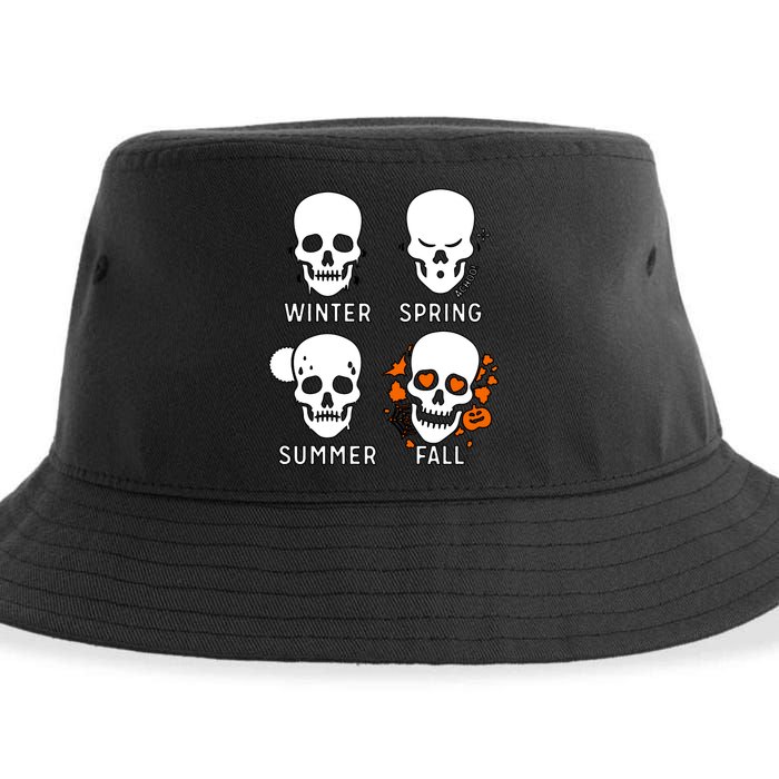 4 Seasons Skeleton Winter Summer Fall Spring Sustainable Bucket Hat