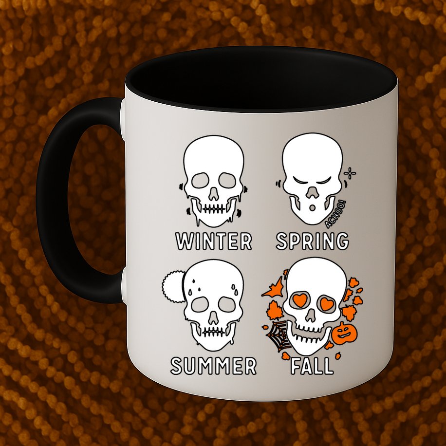 4 Seasons Skeleton Winter Summer Fall Spring Mug
