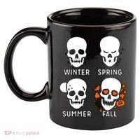 4 Seasons Skeleton Winter Summer Fall Spring 11oz C Handle Ceramic Mug