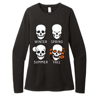 4 Seasons Skeleton Winter Summer Fall Spring Womens CVC Long Sleeve Shirt