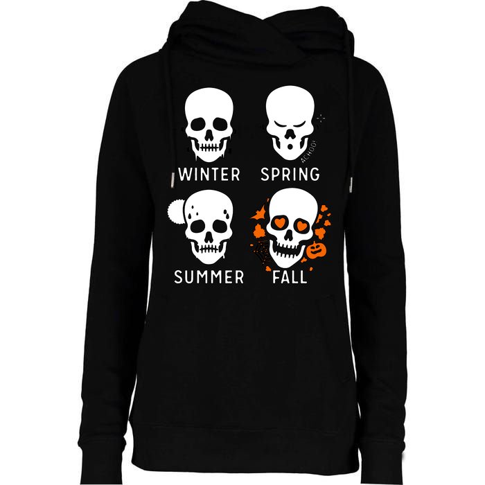 4 Seasons Skeleton Winter Summer Fall Spring Womens Funnel Neck Pullover Hood