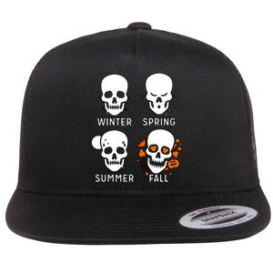 4 Seasons Skeleton Winter Summer Fall Spring Flat Bill Trucker Hat