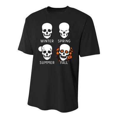 4 Seasons Skeleton Winter Summer Fall Spring Youth Performance Sprint T-Shirt