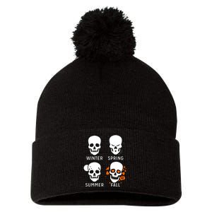 4 Seasons Skeleton Winter Summer Fall Spring Pom Pom 12in Knit Beanie