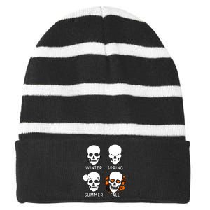 4 Seasons Skeleton Winter Summer Fall Spring Striped Beanie with Solid Band