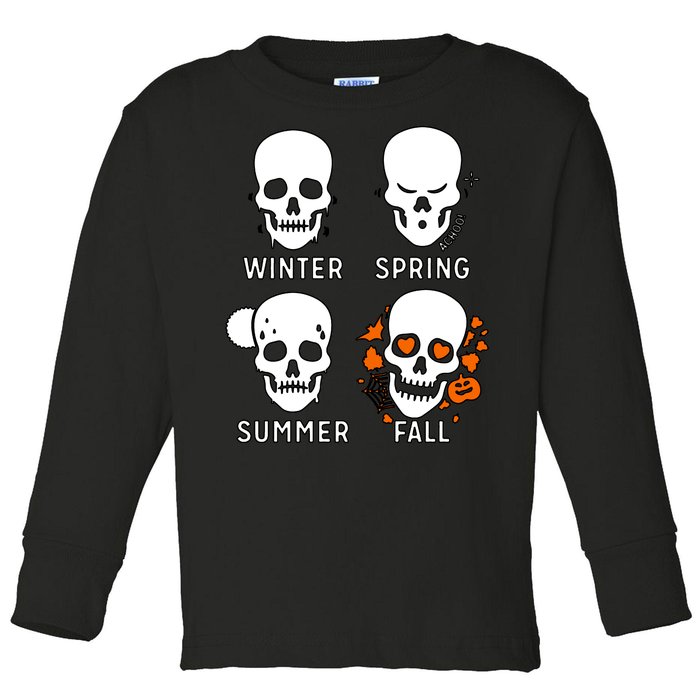 4 Seasons Skeleton Winter Summer Fall Spring Toddler Long Sleeve Shirt