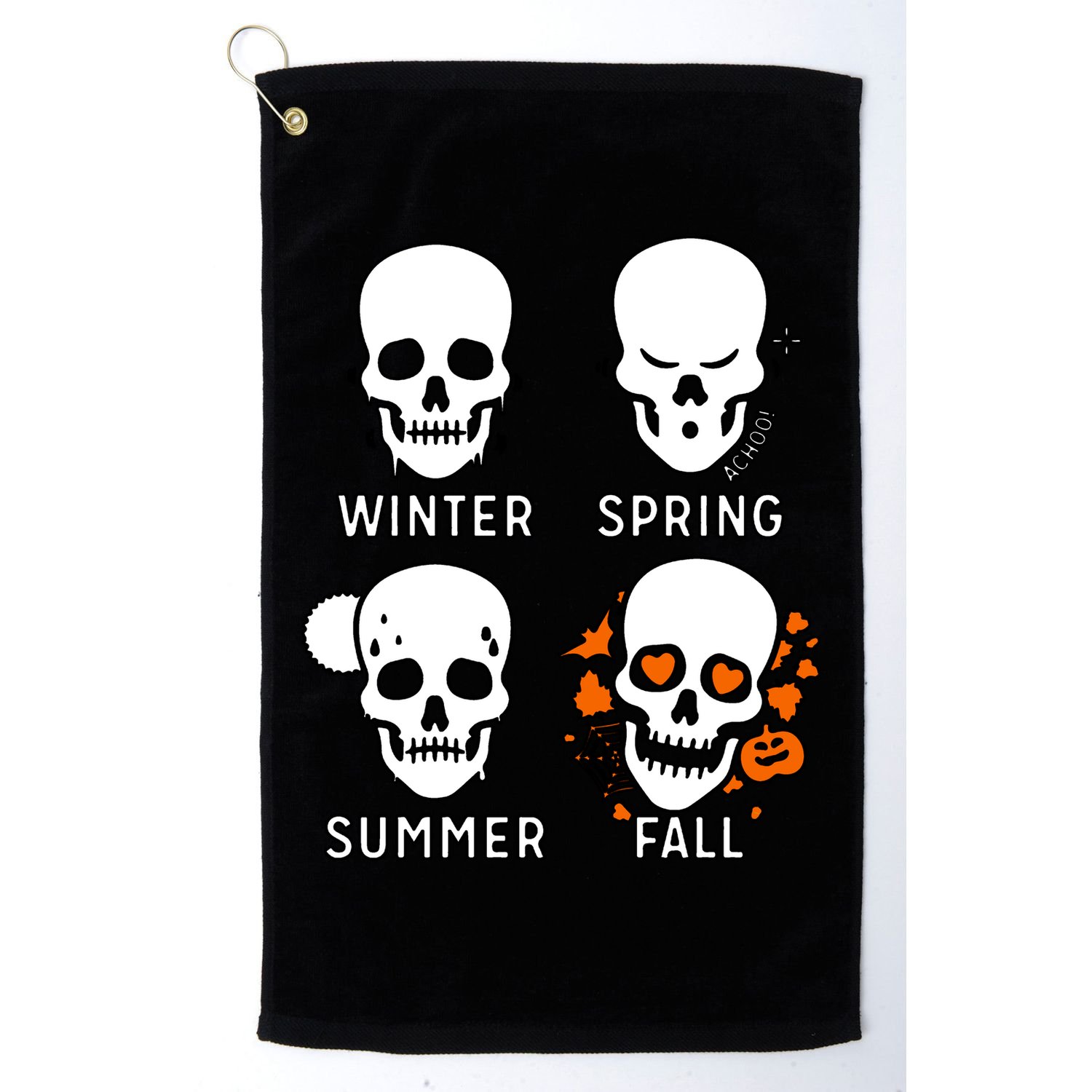 4 Seasons Skeleton Winter Summer Fall Spring Golf Towel