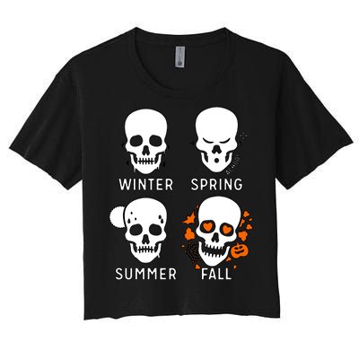 4 Seasons Skeleton Winter Summer Fall Spring Women's Crop Top Tee