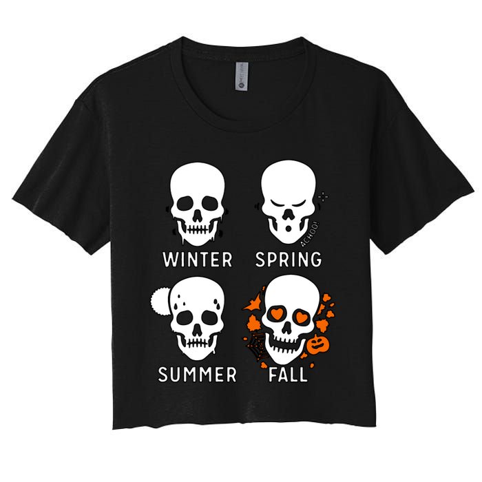 4 Seasons Skeleton Winter Summer Fall Spring Women's Crop Top Tee