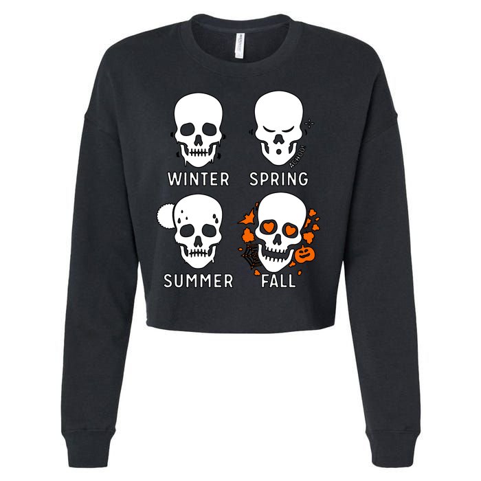 4 Seasons Skeleton Winter Summer Fall Spring Cropped Pullover Crew