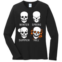 4 Seasons Skeleton Winter Summer Fall Spring Ladies Long Sleeve Shirt