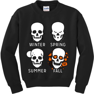 4 Seasons Skeleton Winter Summer Fall Spring Kids Sweatshirt