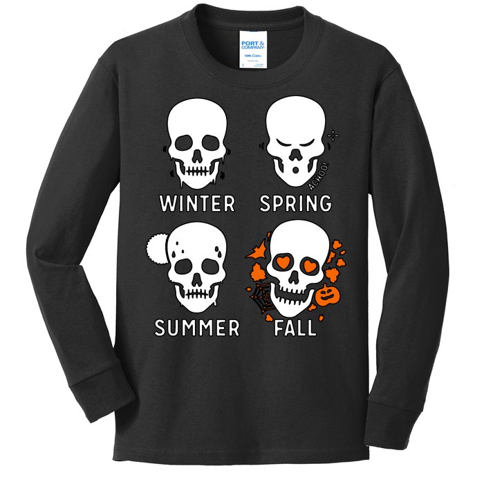 4 Seasons Skeleton Winter Summer Fall Spring Kids Long Sleeve Shirt