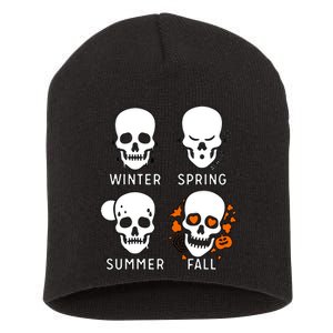 4 Seasons Skeleton Winter Summer Fall Spring Short Acrylic Beanie