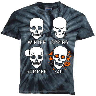 4 Seasons Skeleton Winter Summer Fall Spring Kids Tie-Dye T-Shirt