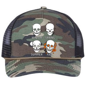 4 Seasons Skeleton Winter Summer Fall Spring Retro Rope Trucker Hat Cap