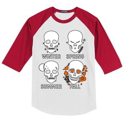 4 Seasons Skeleton Winter Summer Fall Spring Kids Colorblock Raglan Jersey