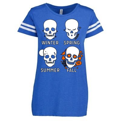 4 Seasons Skeleton Winter Summer Fall Spring Enza Ladies Jersey Football T-Shirt