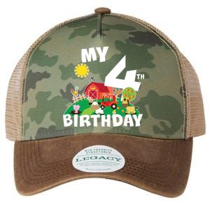 4 Year Old Farm My 4th Birthday Legacy Tie Dye Trucker Hat