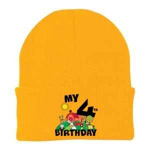 4 Year Old Farm My 4th Birthday Knit Cap Winter Beanie