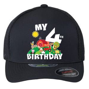 4 Year Old Farm My 4th Birthday Flexfit Unipanel Trucker Cap