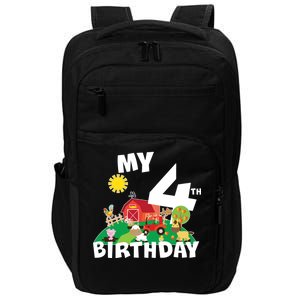 4 Year Old Farm My 4th Birthday Impact Tech Backpack