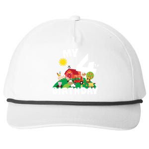 4 Year Old Farm My 4th Birthday Snapback Five-Panel Rope Hat