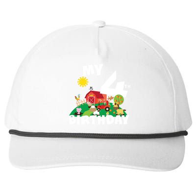 4 Year Old Farm My 4th Birthday Snapback Five-Panel Rope Hat