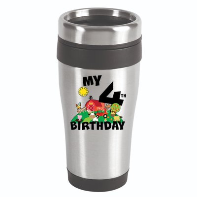 4 Year Old Farm My 4th Birthday 16oz Travel Tumbler