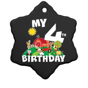 4 Year Old Farm My 4th Birthday Ceramic Star Ornament