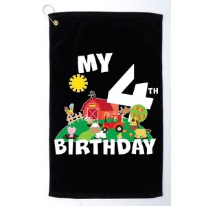 4 Year Old Farm My 4th Birthday Platinum Collection Golf Towel