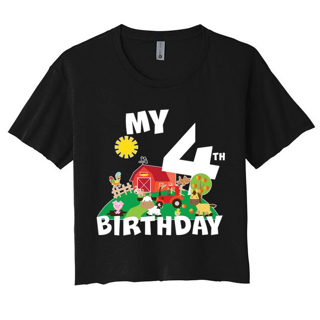 4 Year Old Farm My 4th Birthday Crop Top