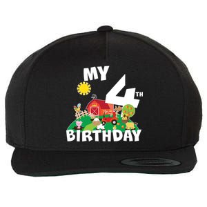 4 Year Old Farm My 4th Birthday Wool Snapback Cap