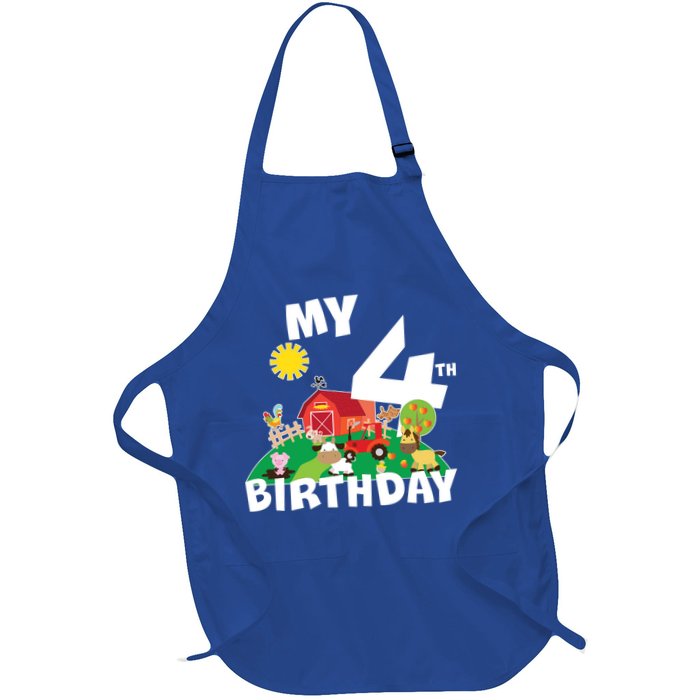 4 Year Old Farm My 4th Birthday Full-Length Apron With Pockets