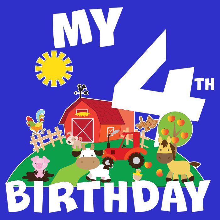 4 Year Old Farm My 4th Birthday Full-Length Apron With Pockets