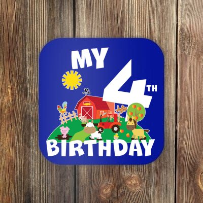 4 Year Old Farm My 4th Birthday Coaster