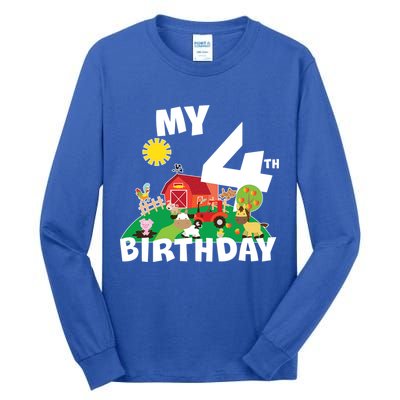 4 Year Old Farm My 4th Birthday Tall Long Sleeve T-Shirt