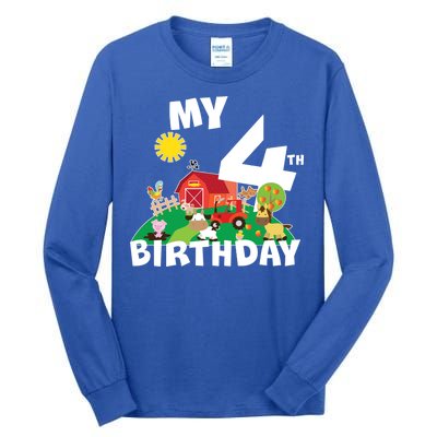 4 Year Old Farm My 4th Birthday Tall Long Sleeve T-Shirt