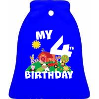 4 Year Old Farm My 4th Birthday Ceramic Bell Ornament