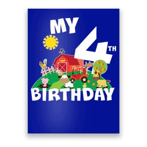 4 Year Old Farm My 4th Birthday Poster