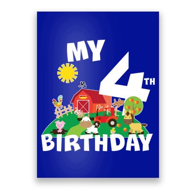 4 Year Old Farm My 4th Birthday Poster