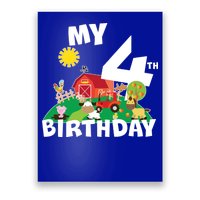 4 Year Old Farm My 4th Birthday Poster