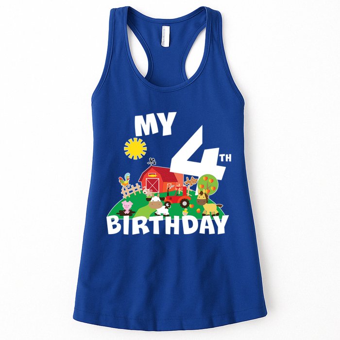 4 Year Old Farm My 4th Birthday Womens Tank Top