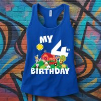 4 Year Old Farm My 4th Birthday Womens Tank Top