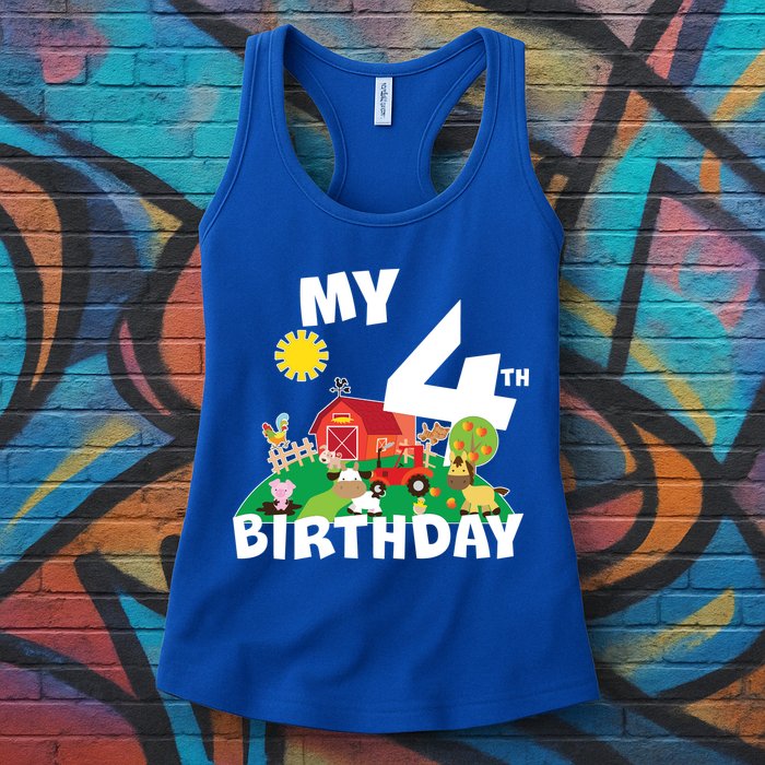 4 Year Old Farm My 4th Birthday Womens Tank Top