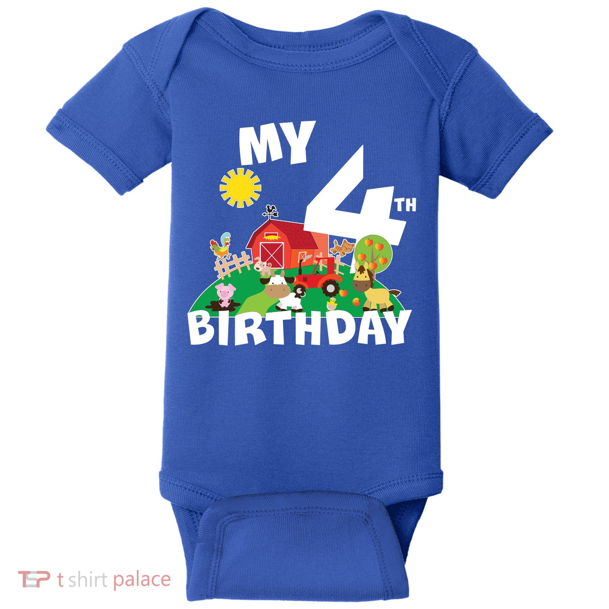 4 Year Old Farm My 4th Birthday Baby Bodysuit